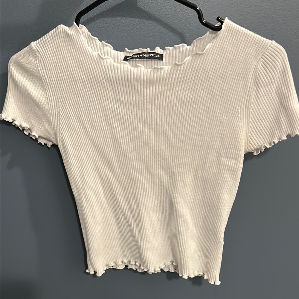 Brandy Melville Cream Ribbed Crop Top